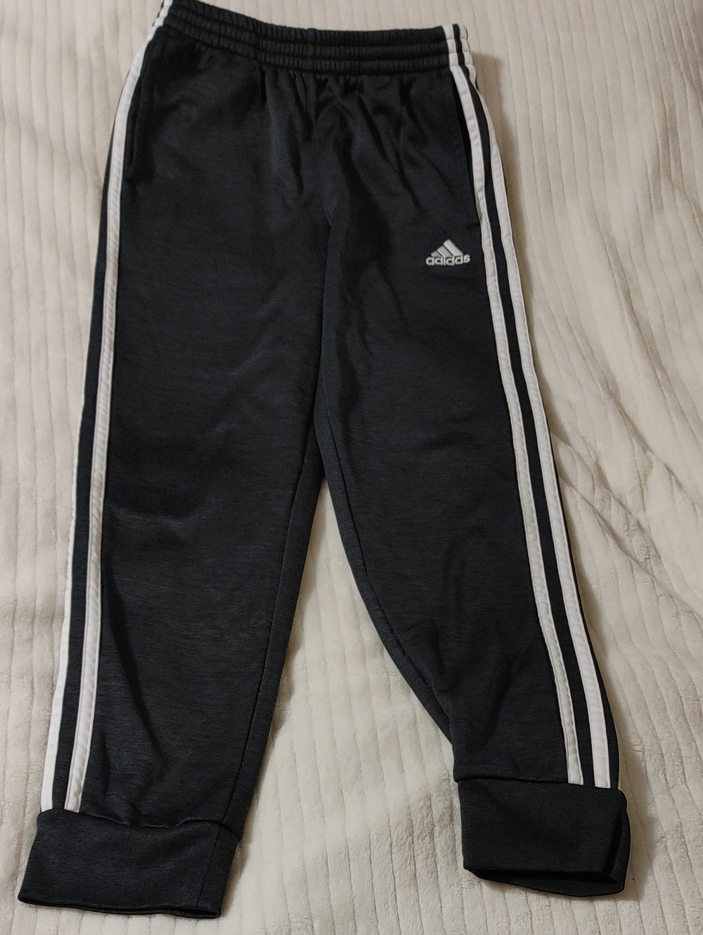 Adidas Kids Black Track Pants with White Stripes